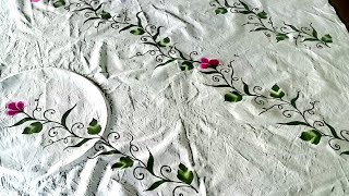 Fabric Colour Painting on Clothes Easy flowers painting on Fabric artsworkonfabric [upl. by Mansur870]