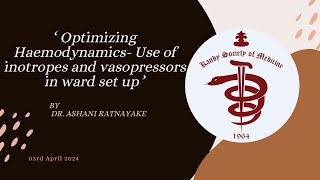 ‘ Optimizing Haemodynamics Use of inotropes and vasopressors in ward set up ’ [upl. by Mcallister]