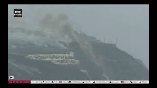 DAY 52 Lava seen descending sea cliffs  La Palma Volcano [upl. by Akener]