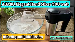 AGARO Hand Mixer Elegant 300 watt  Quick REVIEW  How to make perfect whipped cream [upl. by Nallek]