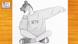 رسم بنات  تعليم رسم بنت سهلة خطوه بخطوه للمبتدئين  how to draw cute girl BTS رسم [upl. by Beth51]