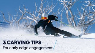 CARVING WITH EARLY EDGE ANGLES  3 skiing tips from a pro [upl. by Yrebmik]