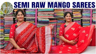 New Trendy Semi Raw Mango Sarees Collection  Sudha Sarees [upl. by Foushee]