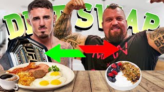 Eddie Hall Swaps Diet with Tom Aspinall Breakfast [upl. by Oinafipe181]