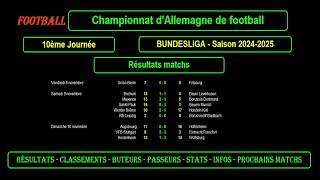 BUNDESLIGA  10ème journée 20242025  Résultats  Classements  Buteurs  Passeurs  Stats  Infos [upl. by Talya3]