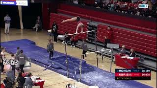 Emalee Frost Exhibition Uneven Bars Routine Nebraska Husker Women’s Gymnastics 12724 [upl. by Laird]