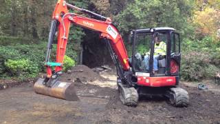 Grading A Driveway With A Kubota U484 Excavator [upl. by Ariuqahs]