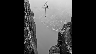 Eskil禅 performs a handstand on a bike at thousand meter height [upl. by Nageam]