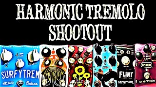 Haromnic Tremolo Shootout 11  SurfyTrem Deluxe Tremdriver Sunflower Harmonious Monk Flint MXR [upl. by Jeconiah]