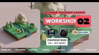 Blender Beginner Course  Workshop 01  Modeling Low Poly Landscape Scene Part 02 [upl. by Agnes141]