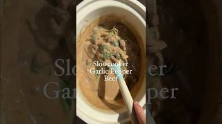 Slow Cooker Garlic Pepper Beef 🥩 slowcooker beef garlic recipe recipes crockpot dinnerideas [upl. by Diamante278]