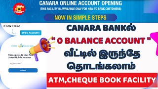 Canara Bank Zero Balance Account Opening Online in Tamil  How To Open Canara Bank Account Online [upl. by Erastus]