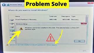 Windows cannot be installed on this Disk  How to fix Windows Cant be installed Problem [upl. by Arvind]