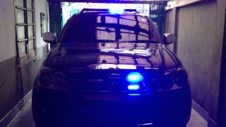 Toyota Fortuner with Police Strobo 4 pcs LED Bar Blue amp Sirine Senken 100 watt [upl. by Avilo559]