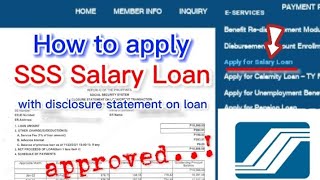 SSS Salary Loan  how to apply with disclosure  2022 [upl. by Sommer997]