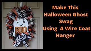 Dollar Tree Halloween Ghost Swag Wreath Wire Coat Hanger [upl. by Peggi]