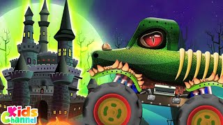 Haunted House Monster Truck Halloween Cartoon Videos by Kids Channel [upl. by Pittel]