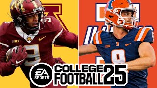 Minnesota 26 at Illinois 44 Week 10 Simulation EA College Football 25 [upl. by Enitsed]