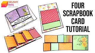 4 Scrapbook Cards Tutorial by Srushti Patil  How to make scrapbook cards  Easy scrapbook cards [upl. by Namaj]