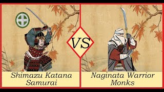 180 Shimazu Katana Samurai vs Naginata Warrior Monks  1 v 1  Total War Shogun 2 Unit Comparisons [upl. by Hogg90]