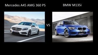 Mercedes A45 AMG 360 ps vs BMW M135i F20F21 acceleration 0250 kmh разгон ускорение [upl. by Niahs]