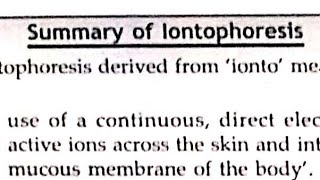 Iontophoresis summary [upl. by Sairu]