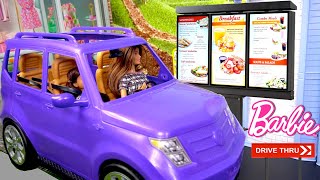 Barbie Doll Family Morning Routine Drive Thru Pretend Play [upl. by Hurff]