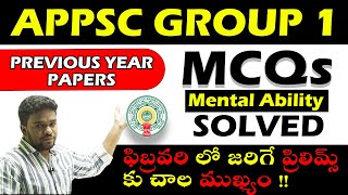 APPSC Group 1 Previous Year MCQs solved  Mental Ability paper explanation Tips amp Tricks appsc [upl. by Esinnej931]