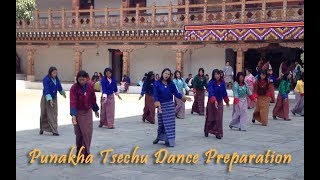 Punakha Tsechu Fulmoon festival dance preparation in Bhutans Punakha Dzong Monastery [upl. by Adnahsat]