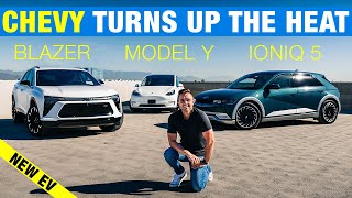 Chevy Blazer EV vs Tesla Model Y vs Hyundai Ioniq 5  Electric SUV Comparison Test [upl. by Liahcim]