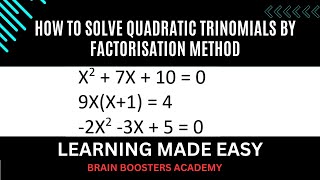 How to solve quadratic trinomials using the factorization method Math tutorial well explained [upl. by Andriette]