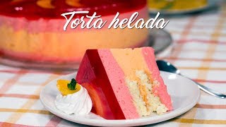 COMO PREPARAR TORTA HELADA CON BIZCOCHO Y FRUTA [upl. by Hgielah]