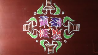 14 x 2 பூ தொட்டி கோலம்  14 x 2 Flower Pots Kolam rangoli kolam poothottikolam pookolam [upl. by Teodora]