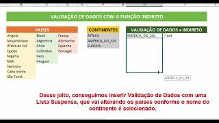 VALIDAÇÃO DE DADOS  LISTA SUSPENSA   INDIRETO [upl. by Egin]