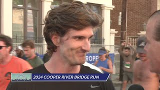 Runners celebrate crossing Ravenel Bridge [upl. by Dnalel351]