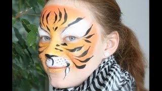 Tiger schminken  Einfache Tiger Kinderschminken Anleitung [upl. by Anilesor935]