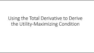 Using the Total Derivative to Derive the Utility Maximizing Condition [upl. by Wichern]