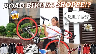 BUMILI AKO NG ROAD BIKE SA SHOPEE 😱 ANG MURA  BIKE ITEMS HAUL by Aira Lopez [upl. by Athey]