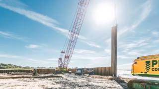 Sheet Piling for cofferdam Shell Cove [upl. by Ahsirahc]