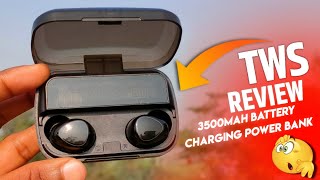 Seashot T M10 TWS Wireless Bluetooth Earbuds Review  3500mAh Battery Charging PowerBank 🔥 [upl. by Thinia]