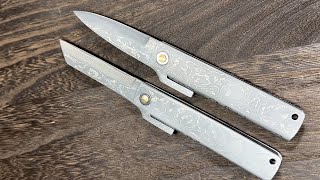 Takeshi Saji Higonokami Folding VG10 Damascus Knives with Damascus Metal Handle [upl. by Fancy]