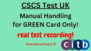 CSCS Card UK  CSCS Test 2024  CSCS Test for Green Card  cscscard  10 manualhandling [upl. by Odnalro744]