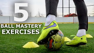 5 EASY Ball Mastery Exercises To Improve Your SKILLS  How To Train In Small Spaces [upl. by Atrebla]