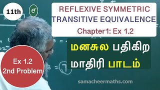 11th REFLEXIVE SYMMETRIC TRANSITIVE EQUIV Ex 12 2nd Tamil teaching for 11th Maths [upl. by Ycnahc]