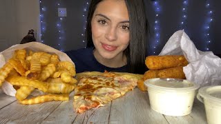 Asmr mukbangpizza mozzarella sticks amp fries🍕🍟 [upl. by Groos]