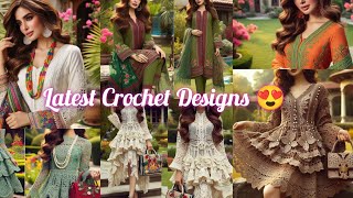 Trendy Alpine Crochet Pattern on Fabric Dress Amazing pressed embroidery fashion crochet art [upl. by Aihsekat902]