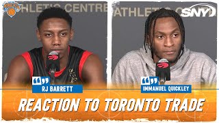 RJ Barrett and Immanuel Quickley react to being traded from Knicks  SNY [upl. by Ellivro466]