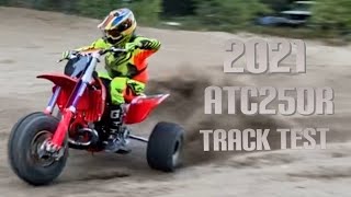 2021 HONDA ATC250R TRACK TEST Modern 2 Stroke CR250 Three Wheeler Build [upl. by Groscr146]