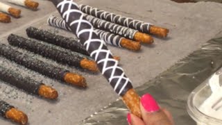 Chocolate Covered Pretzel Rods  How To Make Dipped Pretzels [upl. by Archle]