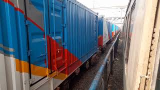 Colorful Container TrainStunning action of BLC Container Freight Train with Inspection Car [upl. by Eurd]